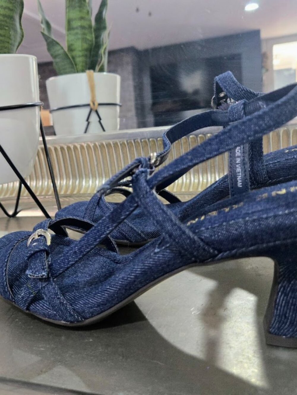 Anne Klein Denim Blue Square Toe iFlex Kitten Heel Slingback 8 NWOB - Picture 9 of 11